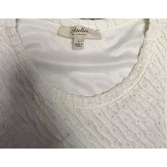 Atelier by Kirious White Textured Sleeveless Top Size Large Lined Stretch Tank - Picture 2 of 3